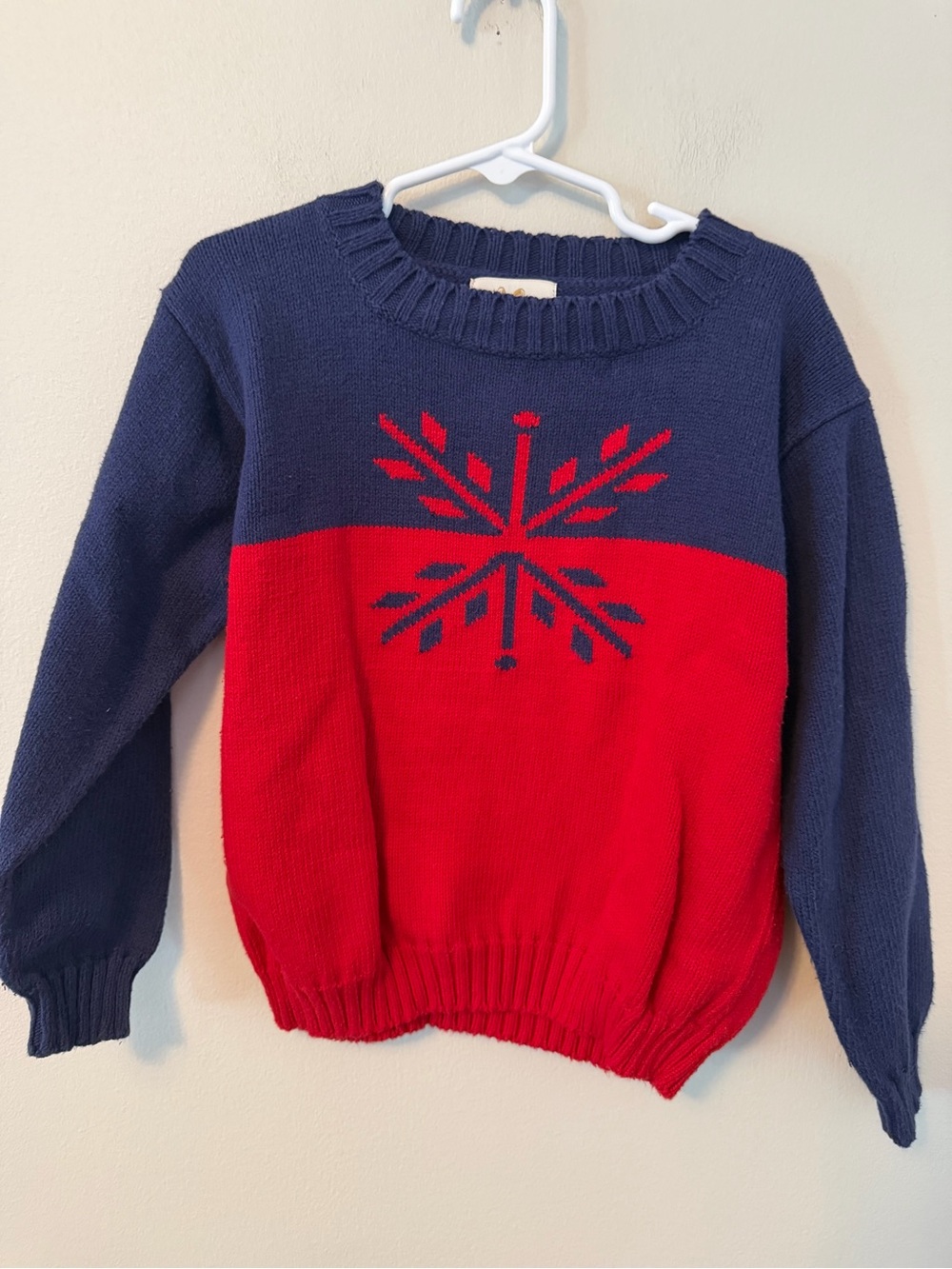 The Beaufort Bonnet Company Navy and Red Snowflake Crewneck Sweater